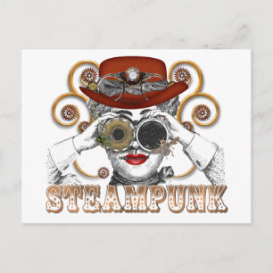 tittar steampunkkollage vykort
