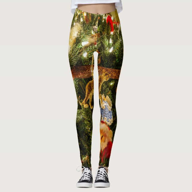 Tittar upp Julgran Leggings (Framsida)