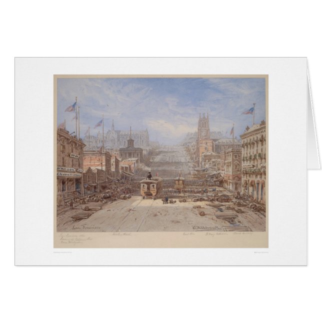 Tittar upp Kalifornien gata från Montgomery (1325) Hälsningskort (Framsidan Horizontal)