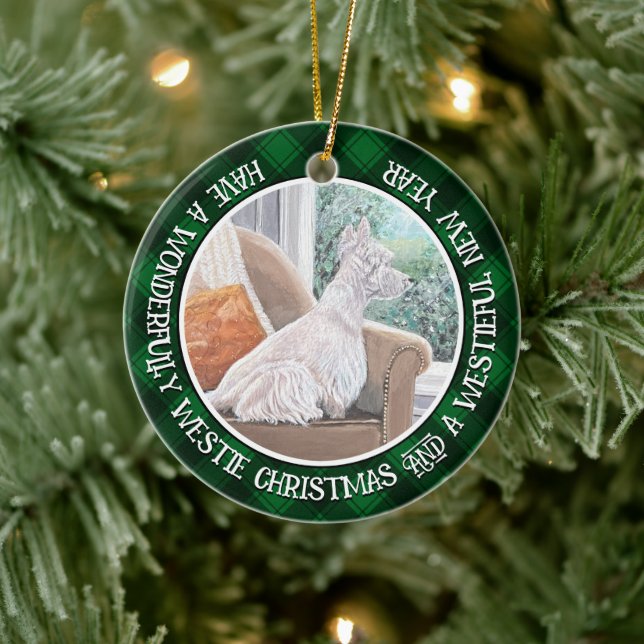 Tittar ut ett fönster julgransprydnad keramik (Träd)