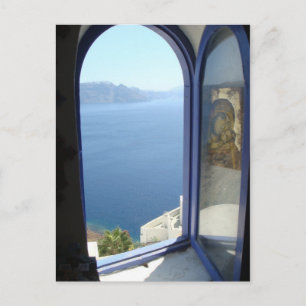 Tittar ut i Santorini Vykort