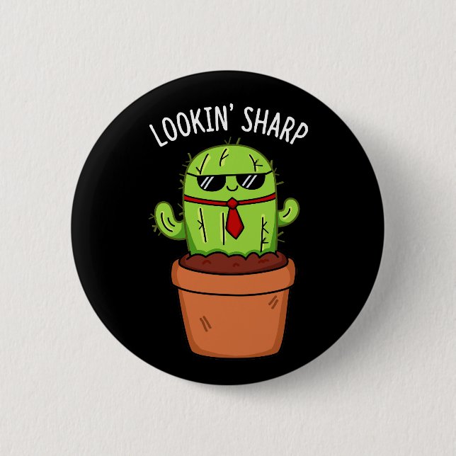 Tittar Vass Funny Cactus Pun Mörk BG Knapp (Framsida)
