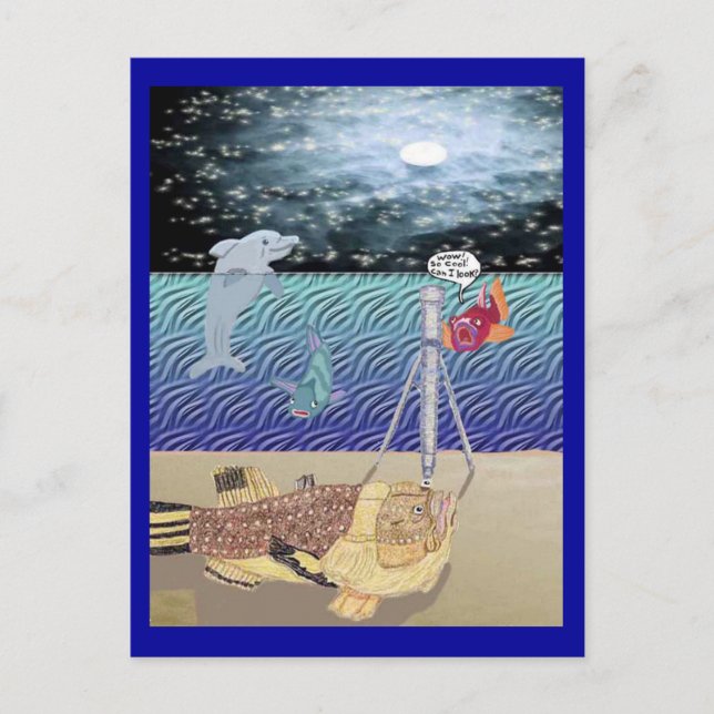 Tittar vid Måne Vykort (Framsida)