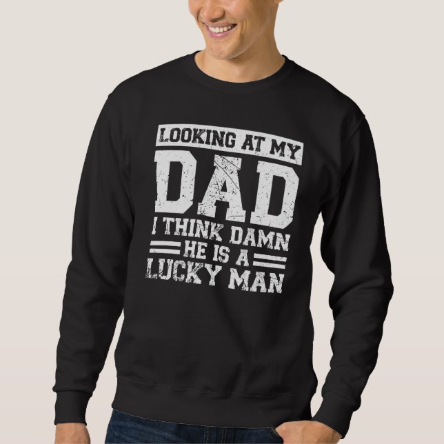 Tittar vid Min Pappa I Tänka Far Lång Ärmad Tröja (Framsida)