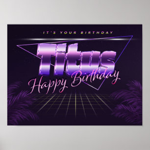 Titus Namn Vorname lila retro Poster Geburtstag