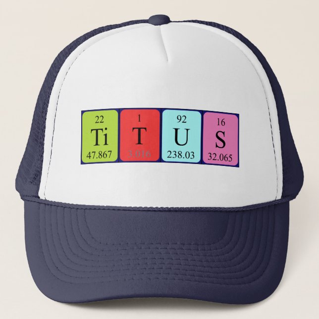 Titus periodisk hatt bord namn keps (Framsida)