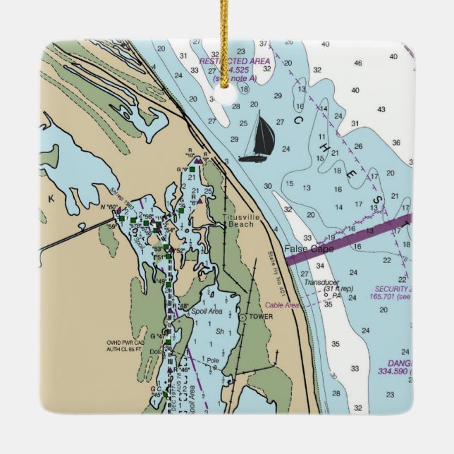 Titusville Beach Florida-diagram Julgransprydnad Keramik (Baksida)