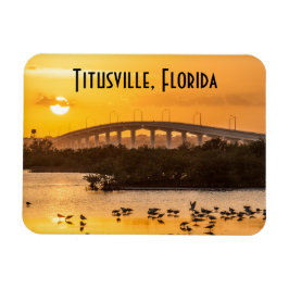 Titusville Florida Bridge Sunset Travel Photo Magnet