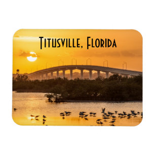 Titusville Florida Bridge Sunset Travel Photo Magnet