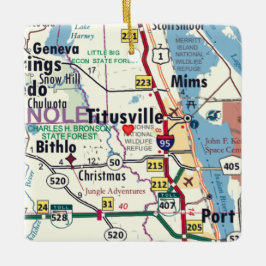 Titusville Florida Karta Julgransprydnad Keramik