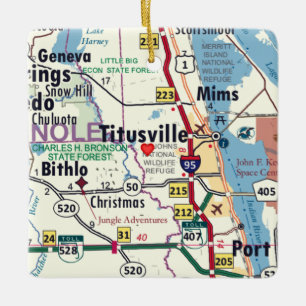 Titusville Florida Karta Julgransprydnad Keramik