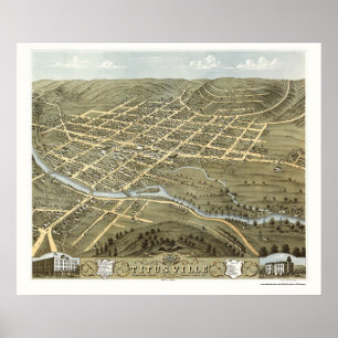 Titusville panorama- karta för PA - 1871 Poster