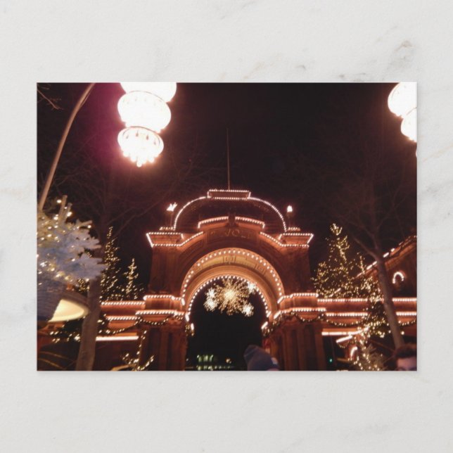Tivoli Entrance Christmastime Copenhagen Danmark Helg Vykort (Framsida)