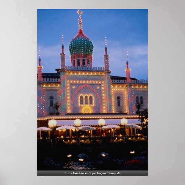 Tivoli Gardens i Köpenhamn, Danmark Poster (Framsidan)