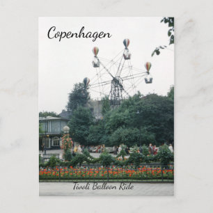 Tivoli Park Köpenhamn Vintage Balloon Ride 1940-ta Vykort