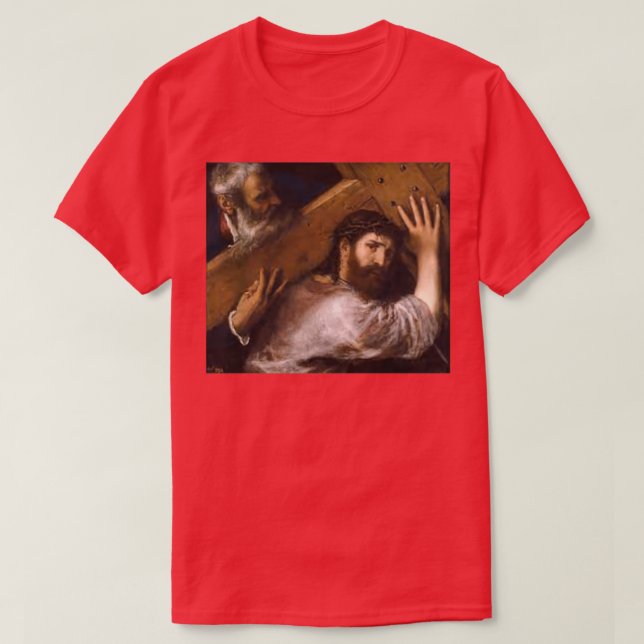 Tiziano Vecelli Titian Kristus som bär Kor T T Shirt (Design framsida)