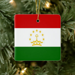 TJ001 Tadzjikistan, Asien, Tadzjikistan, FLAGGA Julgransprydnad Keramik