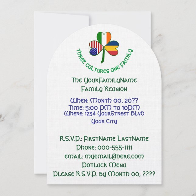 Tjadjansk irländsk USA Shamrock-familjesammankomst Inbjudningar (Framsida)