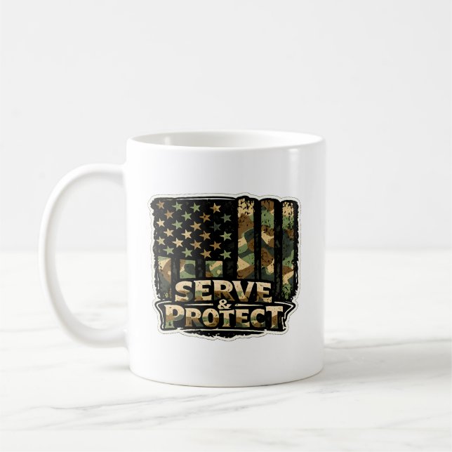 🇺🇸 Tjälst & Skydda – Patriotisk kaffemugge ☕🛡️ Kaffemugg (Vänster)