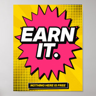 Tjäna Det Pop Art Gym Motivationsaffisch Poster