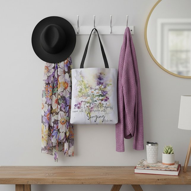 Tjäna Herren med glädje blommig  Tygkasse (Skapare uppladdad)