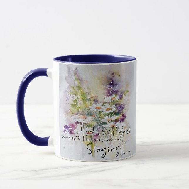 Tjäna Herren med glädje floral  Mugg (Vänster)