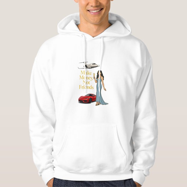 Tjäna pengar inte vänner Glam Jetset Design Hoodie (Framsida)
