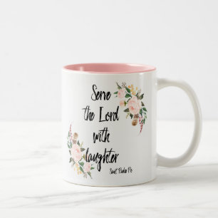 Tjäna som lorden med LaughterSt. Padre Pio Två-Tonad Mugg