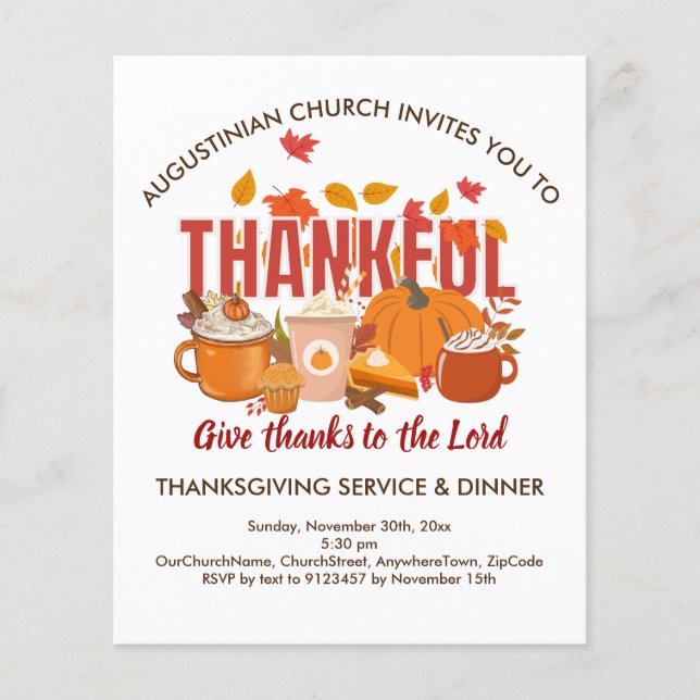 TJÄNST- OCH Thanksgiving-middag Flygblad (Framsidan)