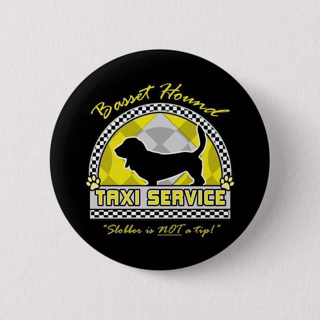 Tjänste- Bassethundtaxi Knapp (Framsida)