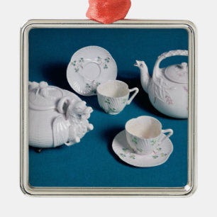 Tjänste- Belleek tea Julgransprydnad Metall