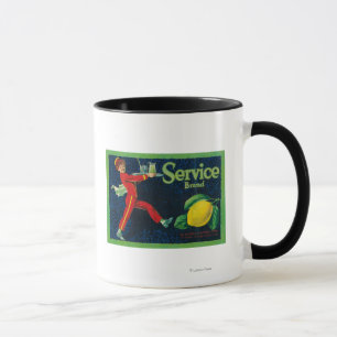 Tjänste- citron LabelLa Habra, CA Mugg