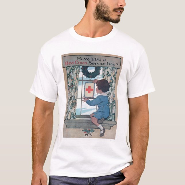 Tjänste- flagga för Röda kor (US00202B) Tee (Framsida)