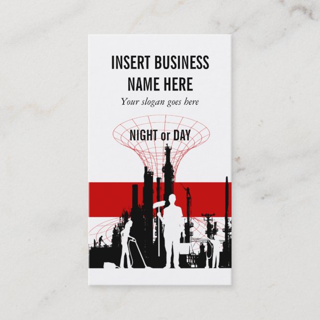 Tjänste- industriellt underhåll för lokalvård visitkort (Framsida)