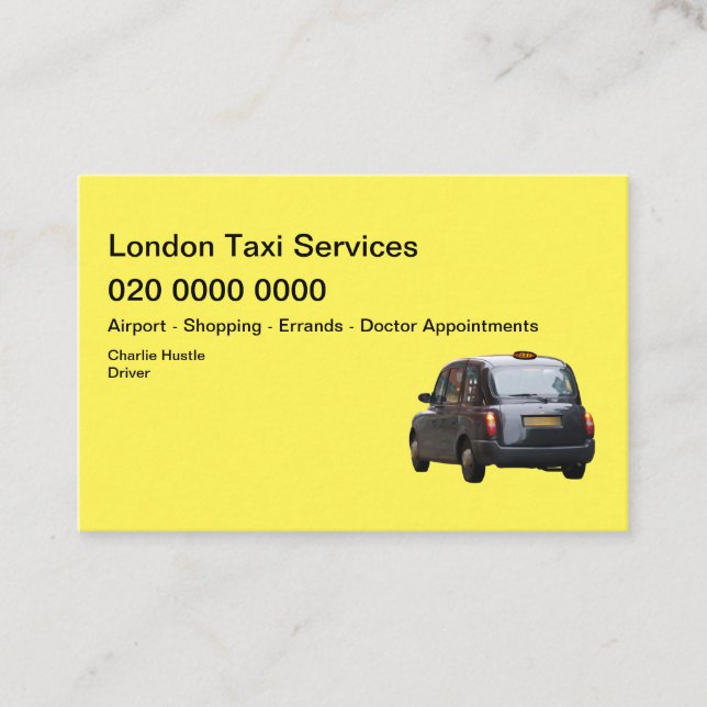 Tjänste- London taxi Visitkort (Framsida)