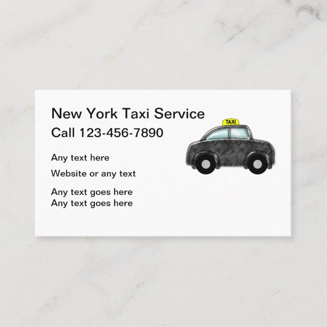 Tjänste- New York taxi Visitkort (Framsida)