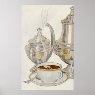 Tjänste- vintagesilverkaffe poster