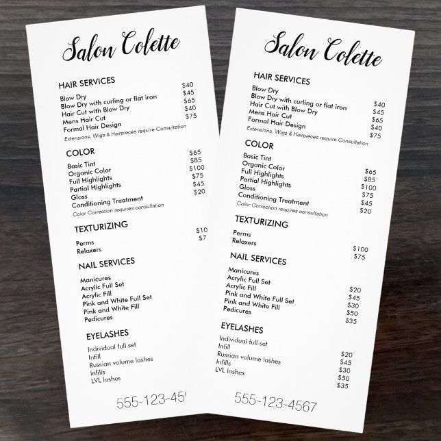 Tjänsteförteckning Rackkort Reklamkort (Services List Rack Card
)