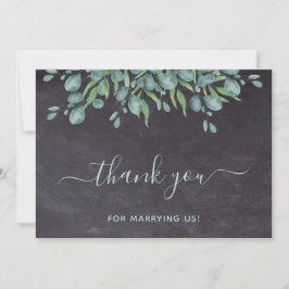 Tjänsteman i Eucalyptus Greenery Chalkboard Bröllo Tack Kort