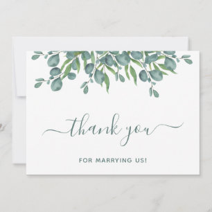 Tjänsteman i Eucalyptus Greenery Elegant bröllop Tack Kort