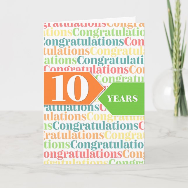 Tjänstemannajubileum 10 År Färgglatt Mönster Kort (Framsida)