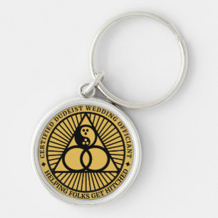 Tjänstemannen Keychain för Dudeist Bröllop Rund Silverfärgad Nyckelring