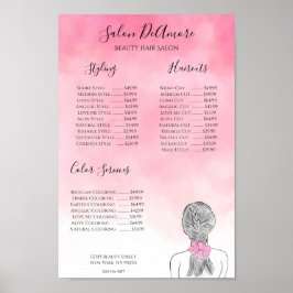 Tjänstemeny Flicka med fläta Rosa akvarell Poster