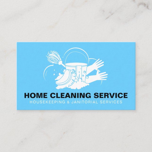 Tjänsten Blue Home Städning Janitorial Maid Visitkort (Framsida)