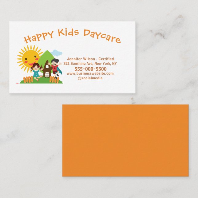 Tjänsten Cute Child Daycare Chilcare Center Servic Visitkort (Fram/baksida)