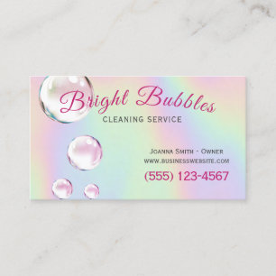 Tjänsten Cute Holography Bubbles Maid Städning Visitkort