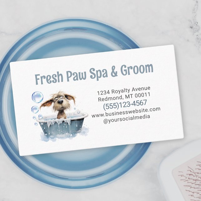 Tjänsten Cute Hund Pet Grooming Bath Visitkort (Skapare uppladdad)