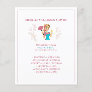 Tjänsten Cute Maid House Rosa Glitter Städning Ser Flygblad