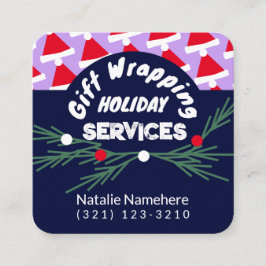 Tjänsten Festive Lila Professionell Gift Wrap Serv Fyrkantigt Visitkort