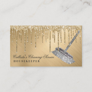 Tjänsten Glam Guld Metallic Glitter Drifts Städnin Visitkort